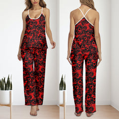 Red Skull Pattern Pajamas Sets For Women Sleepwears Combo