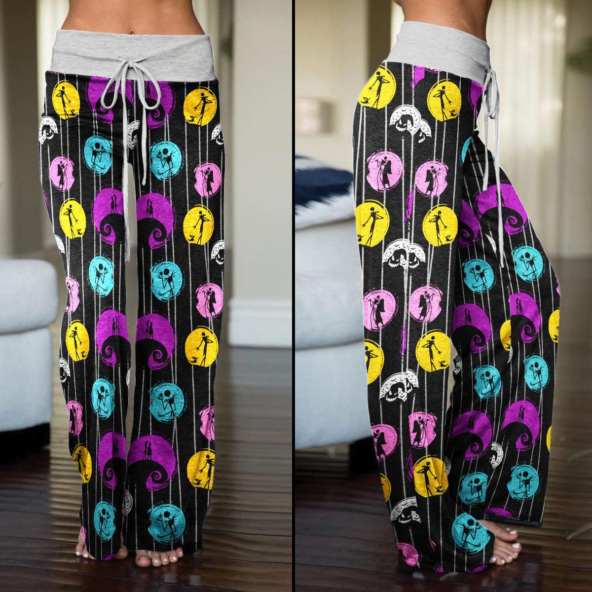Black Circle Nightmare High-waisted Straight-leg Trousers - Wonder Skull