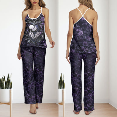 Purple Couple Night Moon Cami Pajamas Sets For Women Sleepwears Combo