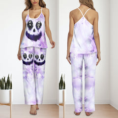 Purple Abstract Face Pajamas Sets For Women Sleepwears Combo