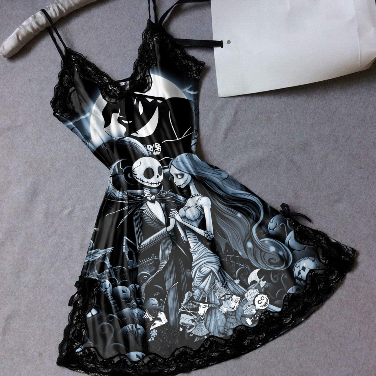 Nightmare Before Christmas Dress, Jack And Sally Sexy Lace Nightgown