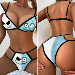 Half Blue Half White Nightmare Babydoll Sexy Lingerie Chemise for Women