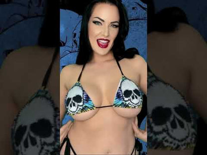 Baby Green Face Skull Micro Triangle Bikini Swimsuit