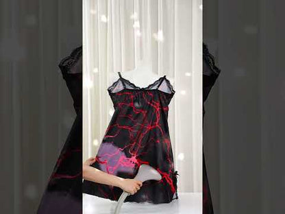 Twice Temptation Midnight Nightgown Lace Sleepwear Set