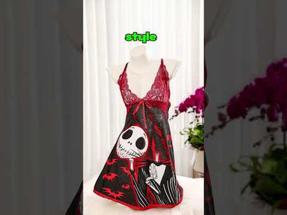 Kiss Me With Fangs Pajama Nightgown Babydoll Sleepwear Set