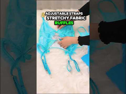 Spank Me Lace Lingerie, Flirty Baby Blue Cut-Out Bodysuit