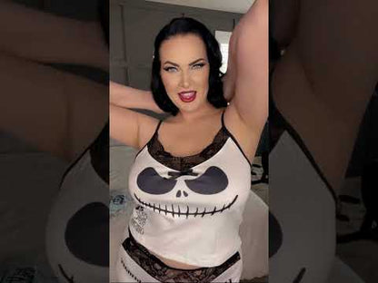  Wonder Skull "Unique Iconic Printing" Sleepwear Set features playful skull designs and elegant lace details for a whimsical yet sophisticated look. Made from high-quality materials, it offers comfort and durability, perfect for lounging and sleeping. This stylish set is a must-have for a unique nighttime wardrobe.