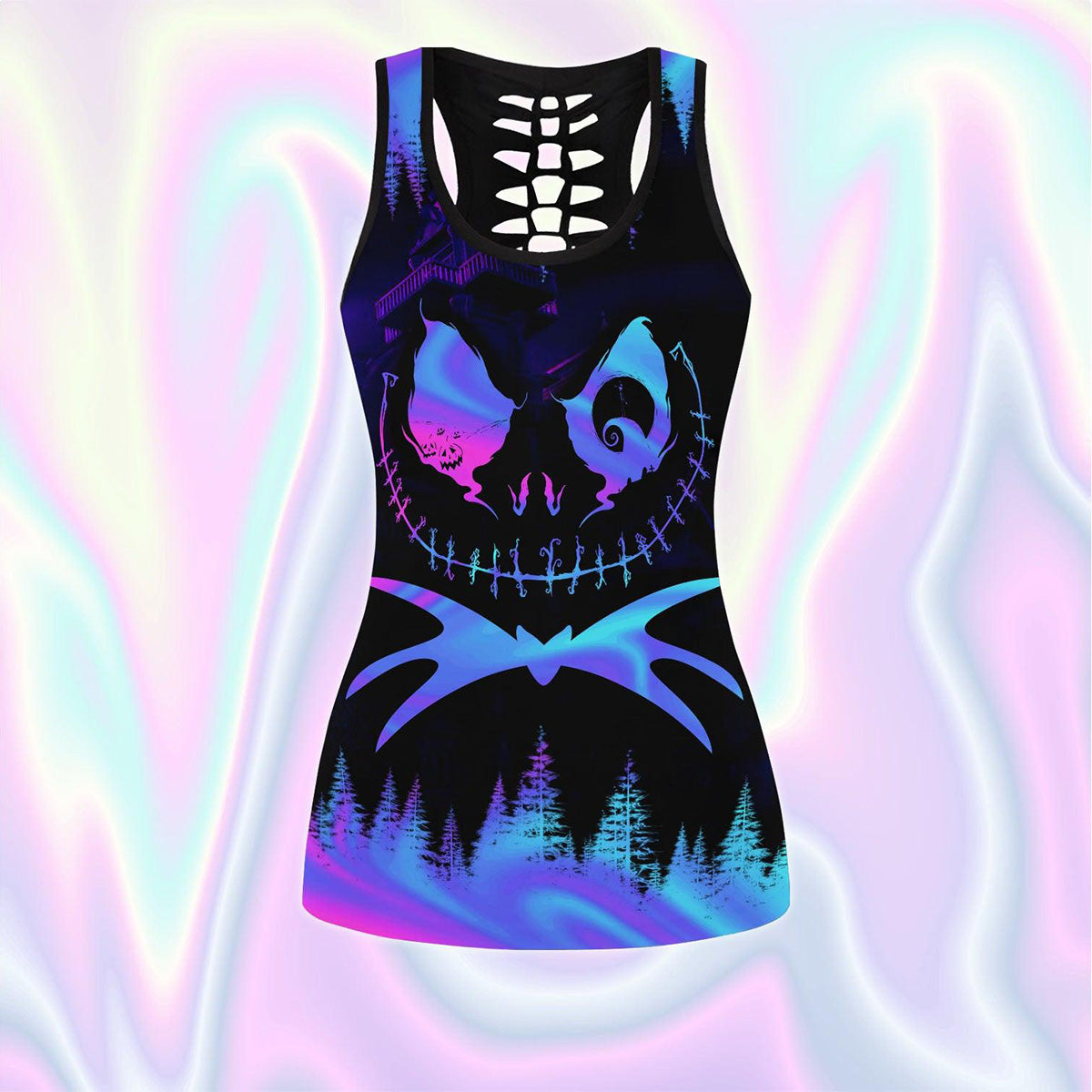 Purple Gradient Nightmare Tank Top and Leggings Set - Wonder Skull