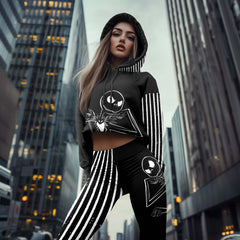 Women Hoodie and Leggings, Shadow Skeleton Art Outwear Pants Outfit