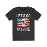Funny Let's Go Brandon USA Flag Skull T-Shirt - Wonder Skull