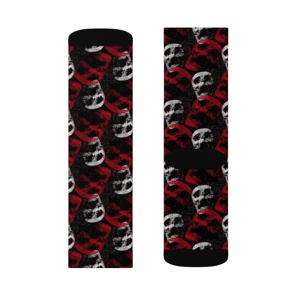 Red And White Skull Sublimation Socks - Wonder Skull