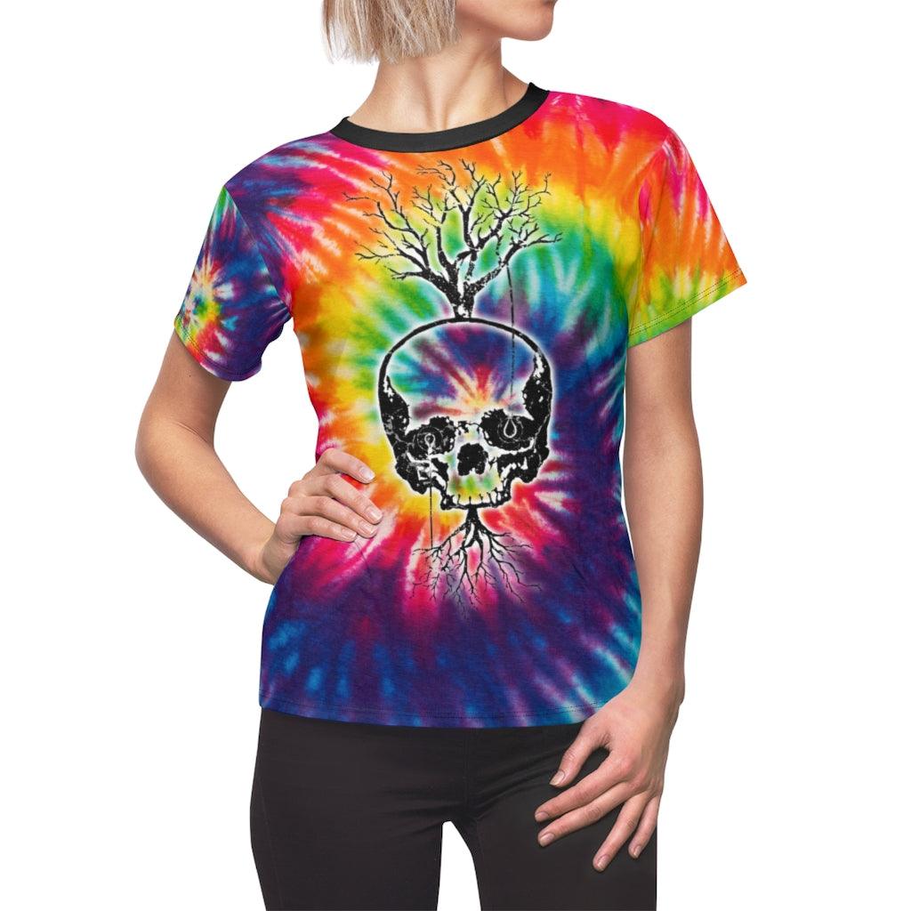 Skull Tree Tie Dye All Over Print T-shirt For Women - Wonder Skull