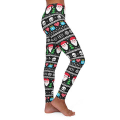 Ho Ho Ho Santa Skull Women's Spandex Leggings - Wonder Skull