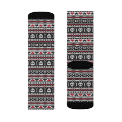 Skull Brocade Fabric Sublimation Socks - Wonder Skull