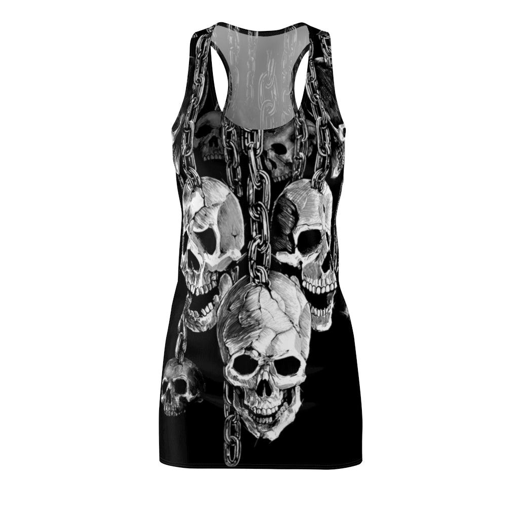 Skull With Iron Chain Women's Cut & Sew Racerback Dress - Wonder Skull