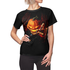 Scary Pumpkin Monster All Over Print T-shirt For Women - Wonder Skull