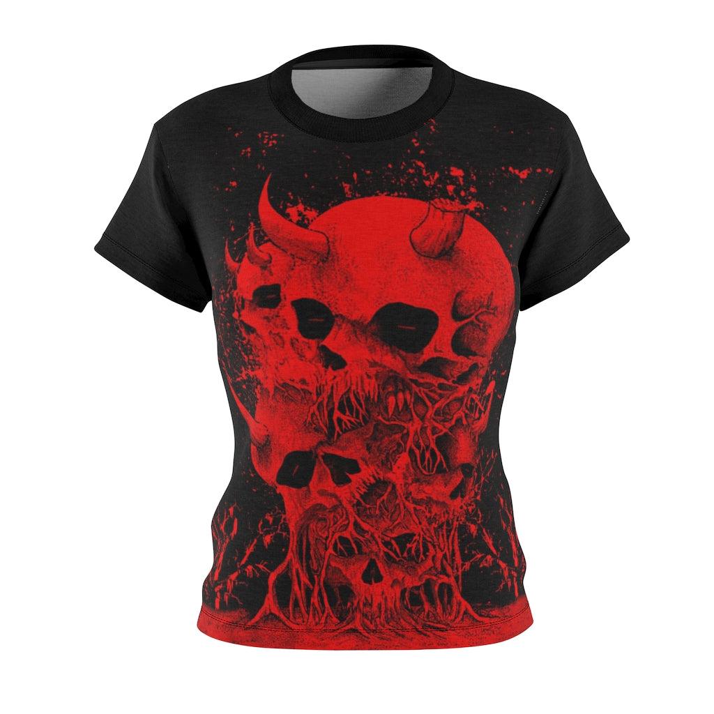 Skull Hell Devil All Over Print T-shirt For Women - Wonder Skull
