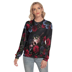 Skull Rose Slim Round Neck Sweatshirt - Wonder Skull