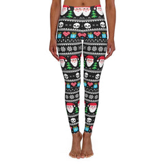 Ho Ho Ho Santa Skull Women's Spandex Leggings - Wonder Skull