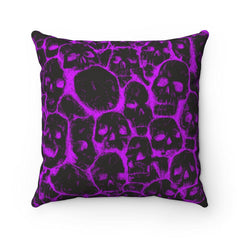 Magenta Scary Skull Pattern Spun Polyester Square Pillow - Wonder Skull