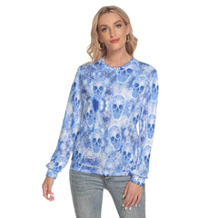 Blue Skull Snowflake Slim Round Neck Sweatshirt - Wonder Skull