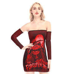 The Forgotten Path Pumpkin Off-shoulder Back Lace-up Dress - Wonder Skull