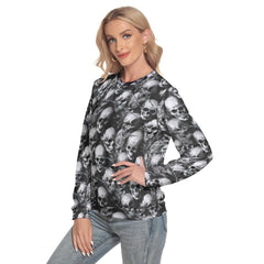 Barbed Wire Skull Pattern Slim Round Neck Sweatshirt - Wonder Skull