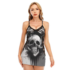 Dark Gothic Skull Black Lace Sleepwears Babydol Dresses - Wonder Skull