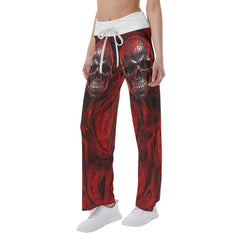 Red Blood Dripping Skull High-waisted Wide Leg Pants - Wonder Skull