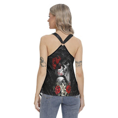 From Our First Kiss Racing Tank Top With Irregular Hem - Wonder Skull