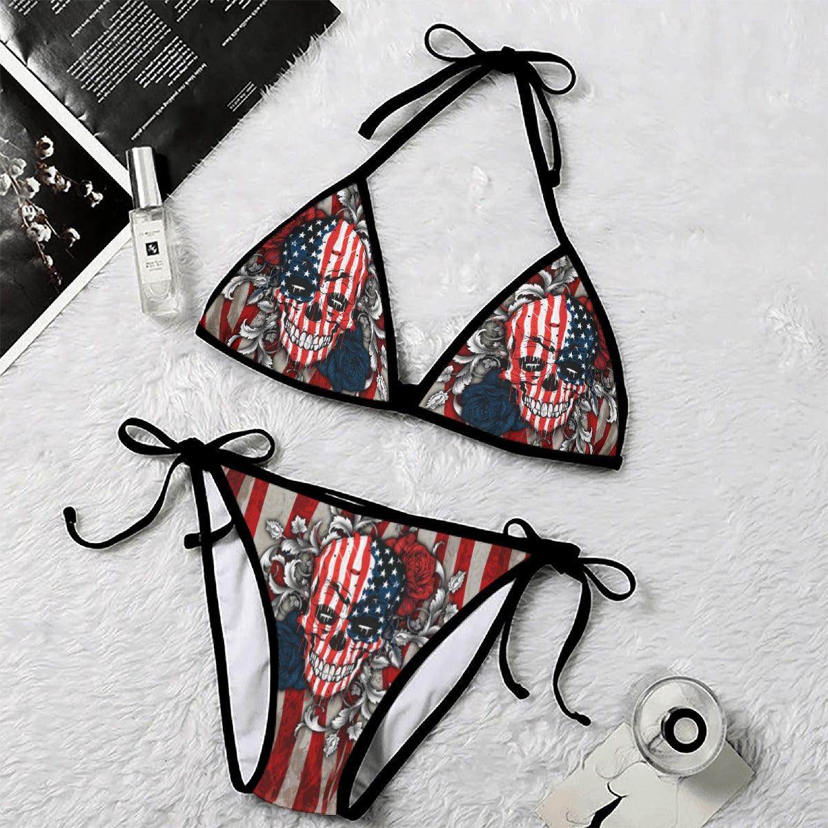 Skull Flag Punkrock Style Micro Triangle Bikini Swimsuit - Wonder Skull