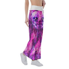 Pink Smoke Skull High-waisted Wide Leg Pants - Wonder Skull