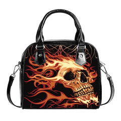 Skull Fire Leather Bag, Amazing Purses For Women - Wonder Skull