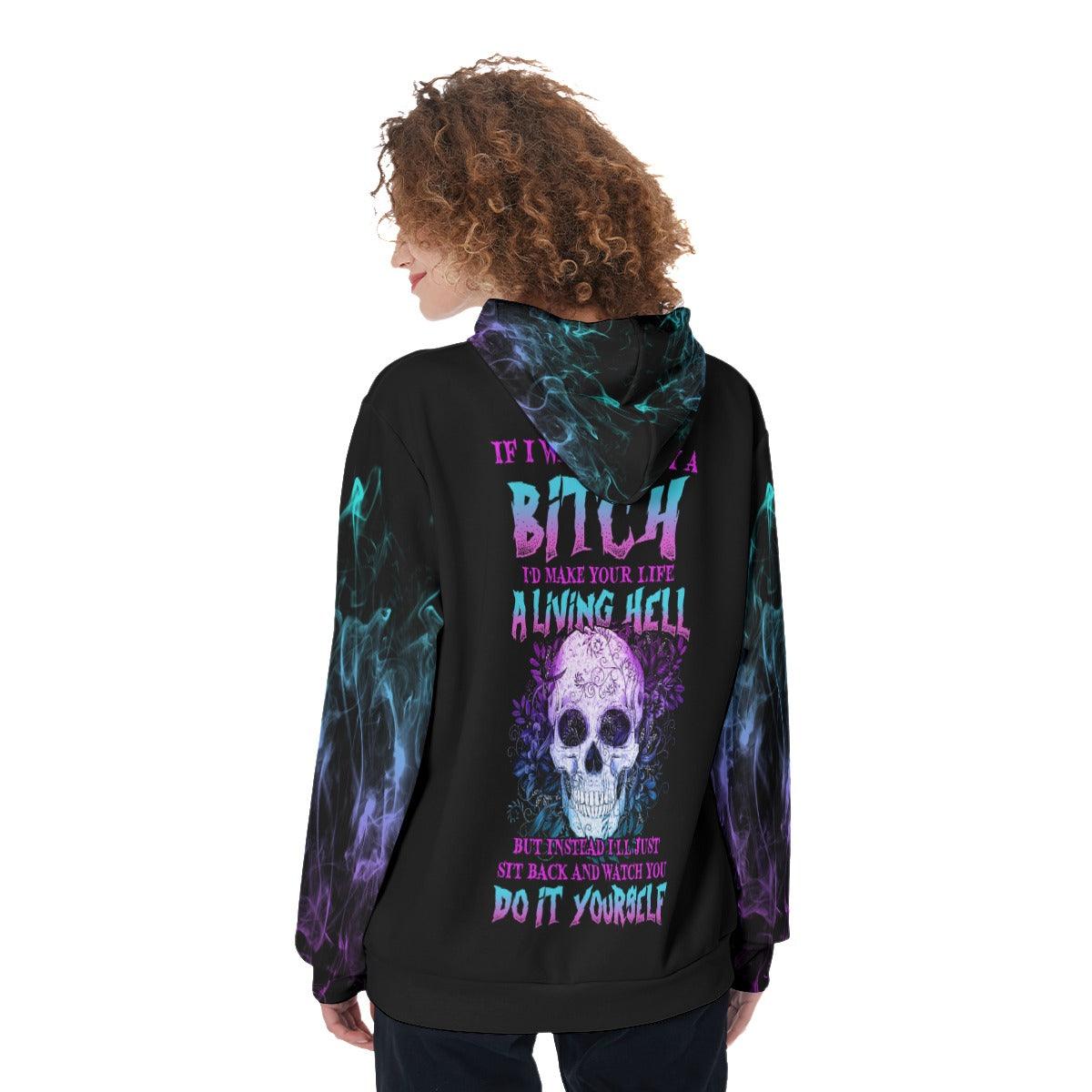 If I Was Really A Bitch Funny Hoodie For Women - Wonder Skull