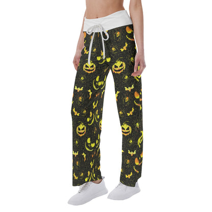 Halloween Nightmare Bat Women's High-waisted Wide Leg Pants | Wonder Skull