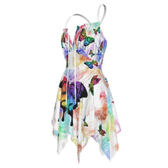 Skull Butterfly Pattern All-Over Print Women's Slip Dress - Wonder Skull