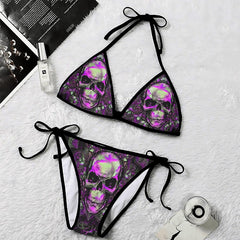 Vintage Skull Gothic Micro Triangle Bikini Swimsuit - Wonder Skull