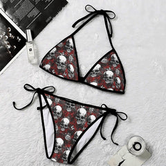 Skull Gothic Pattern Micro Triangle Bikini Swimsuit - Wonder Skull