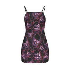 Blur Skull Artwork Printed Body Dress, Naughty Sleeveless Minidress For Women-Wonder Skull