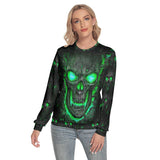 Green Skull Lava Slim Round Neck Sweatshirt - Wonder Skull