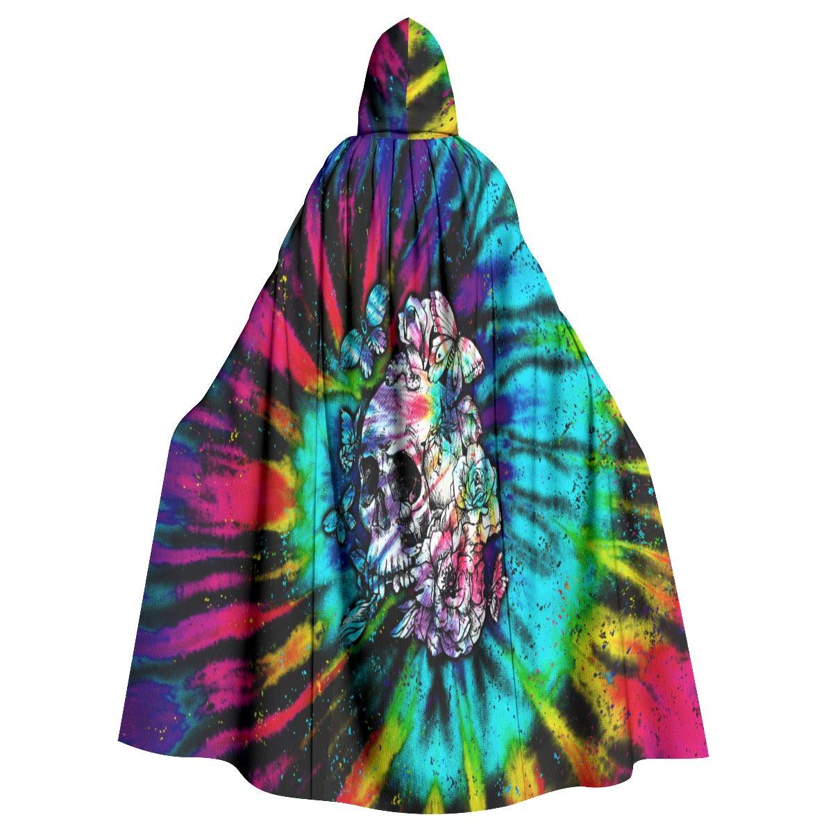 Colorful Tie Dye Skull Hooded Cloak - Wonder Skull