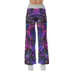 Skull Galaxy Pink Pajama Pants Print Palazzo Lounge - Wonder Skull