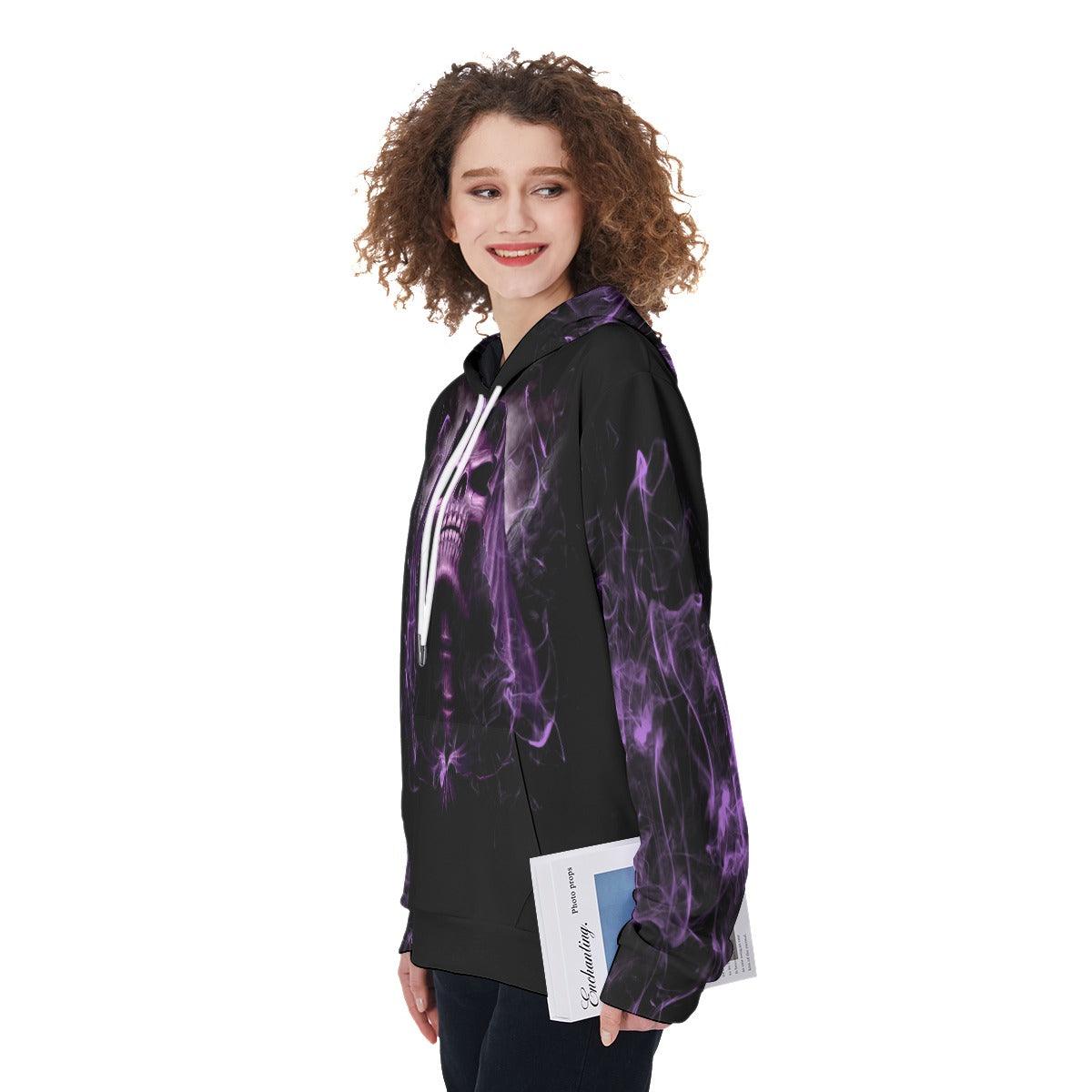 I Hate It When The Voice In My Head Violet Skull Funny Hoodie For Women - Wonder Skull