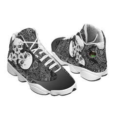 Skull Gothic Black And White Men's Sneaker Shoes - Wonder Skull