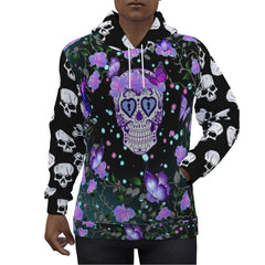 Purple Green Mandala Skull Print Unisex Pullover Hoodie-Wonder Skull