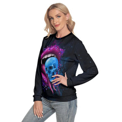 Vampire Lips Skull Candy Slim Round Neck Sweatshirt - Wonder Skull