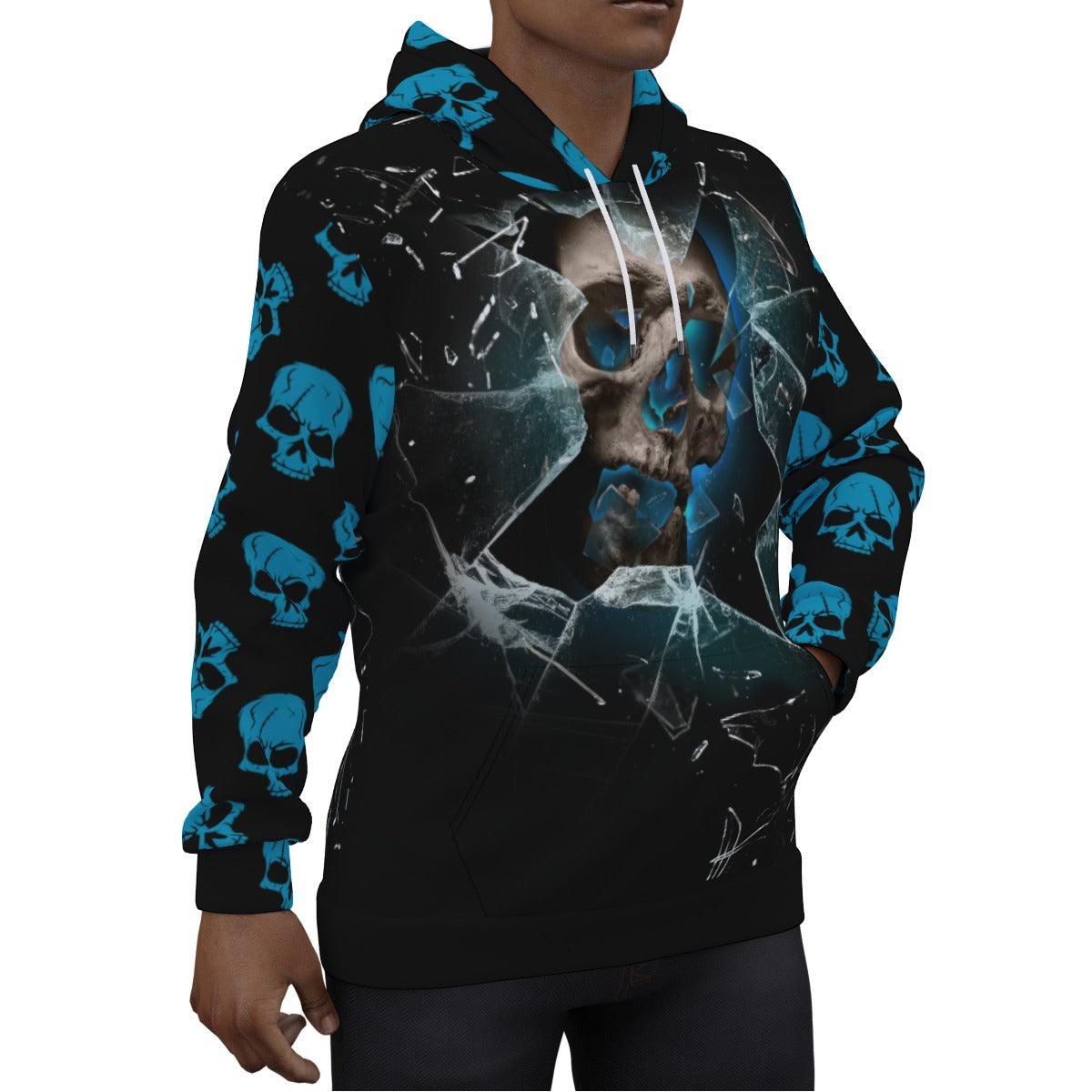 Broken Skull Print Unisex Pullover Hoodie - Wonder Skull