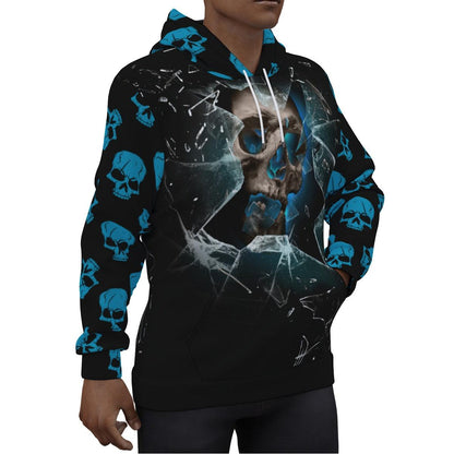 Broken Skull Print Unisex Pullover Hoodie - Wonder Skull