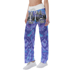 Purple Blue Rainbow Skull Mom High-waisted Wide Leg Pants - Wonder Skull