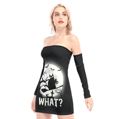 Hallowen Cat Witch Off-shoulder Back Lace-up Dress - Wonder Skull